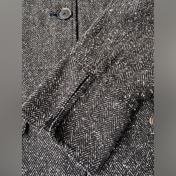 Relativity Black Brown Herringbone Military Button Front Jacket Coat Women’s XL - Picture 5 of 8